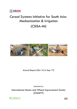 Cereal Systems Initiative for South Asia- Mechanization & Irrigation