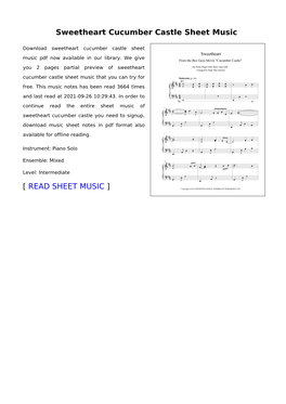 Sweetheart Cucumber Castle Sheet Music