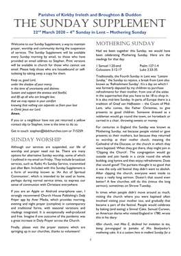 The Sunday Supplement Will Be Available Been Celebrating Mothering Sunday