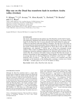 Slip Rate on the Dead Sea Transform Fault in Northern Araba Valley (Jordan)