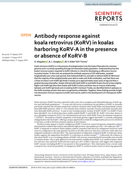 Antibody Response Against Koala Retrovirus