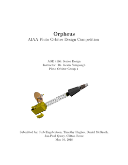 Orpheus AIAA Pluto Orbiter Design Competition