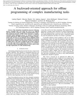 A Backward-Oriented Approach for Offline Programming of Complex