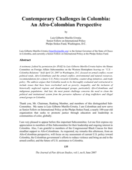 Contemporary Challenges in Colombia: an Afro-Colombian Perspective