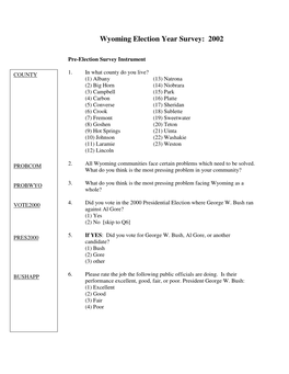 Wyoming Election Survey 2002