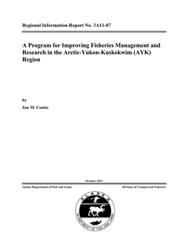 A Program for Improving Fisheries Management and Research in the Arctic-Yukon-Kuskokwim (AYK) Region