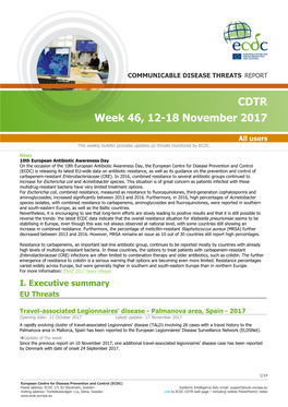 Communicable Disease Threats Report, 18 November 2017