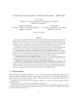 Founding Cryptography on OT