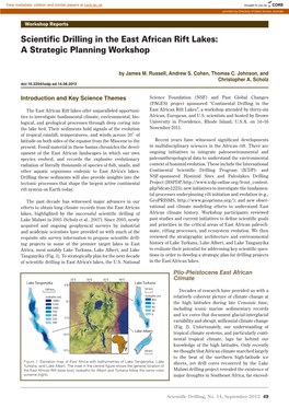 Scientific Drilling in the East African Rift Lakes: a Strategic Planning Workshop