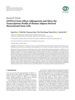 GNPDA2 Gene Affects Adipogenesis and Alters the Transcriptome Profile of Human Adipose-Derived Mesenchymal Stem Cells