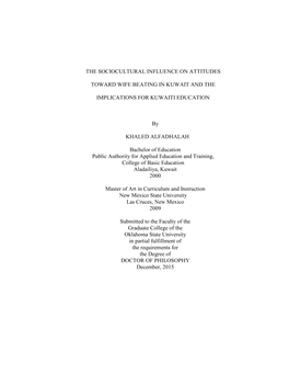 The Sociocultural Influence on Attitudes Toward Wife Beating in Kuwait and the Implications for Kuwaiti Education