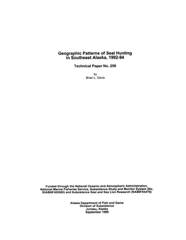 Geographical Patterns of Seal Hunting in Southeast Alaska, 1992-94