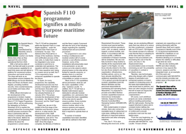 Spanish F110 Programme Signifies a Multi- Purpose Maritime Future