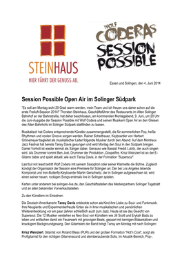 Session Possible Open Air Im Solinger Südpark