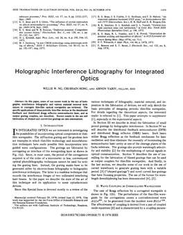 Holographic Interference Lithography for Integrated Optics