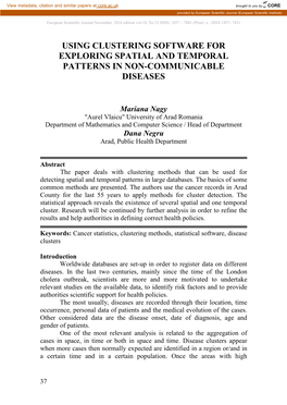 Using Clustering Software for Exploring Spatial and Temporal Patterns in Non-Communicable Diseases