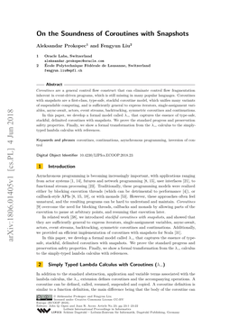 Arxiv:1806.01405V1 [Cs.PL] 4 Jun 2018 Safe, Stackful, Delimited Coroutines with Snapshots