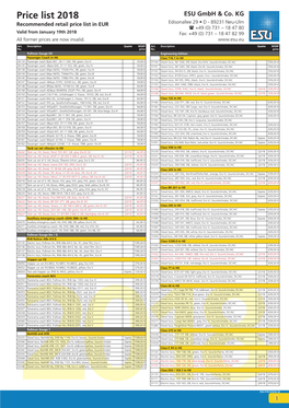 Price List 2018 ESU Gmbh & Co