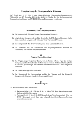 Hauptsatzung Der Samtgemeinde Sittensen