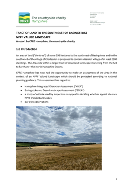 TRACT of LAND to the SOUTH EAST of BASINGSTOKE NPPF VALUED LANDSCAPE a Report by CPRE Hampshire, the Countryside Charity