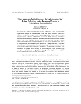 What Happens to Public Diplomacy During Information War? Critical Reflections on the Conceptual Framing of International Communication