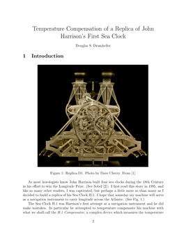 Temperature Compensation of a Replica of John Harrison's First Sea Clock