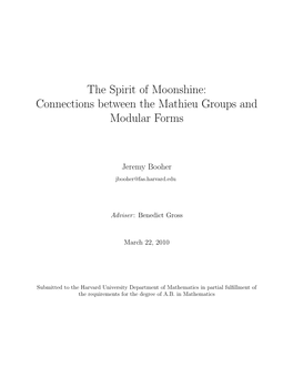 The Spirit of Moonshine: Connections Between the Mathieu Groups and Modular Forms