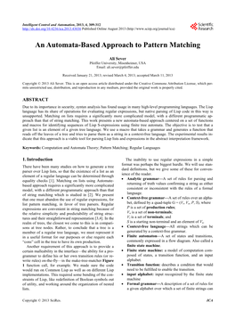 An Automata-Based Approach to Pattern Matching