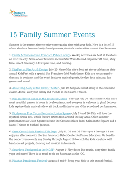 15 Family Summer Events