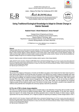 Using Traditional Ecological Knowledge to Adapt to Climate Change in Interior Sarawak