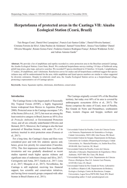 Herpetofauna of Protected Areas in the Caatinga VII: Aiuaba Ecological Station (Ceará, Brazil)