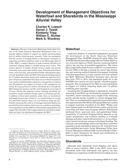 Development of Management Objectives for Waterfowl and Shorebirds in the Mississippi Alluvial Valley