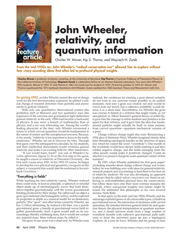 John Wheeler, Relativity, and Quantum Information