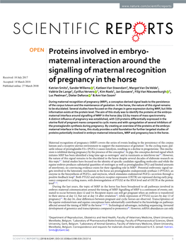 Proteins Involved in Embryo-Maternal Interaction Around the Signalling Of