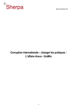 Corruption Internationale – Changer Les Pratiques : L'affaire Areva