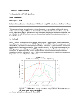 Estimated Number of Steelhead and Fall Chinook Using CWR in the Bonneville Reservoir Reach