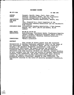 ED 071 036 AUTHOR TITLE INSTITUTION PUB DATE NOTE AVAILABLE from DOCUMENT RESUME CS 000 286 Tanyzer, Harold, Comp.; Karl, Jean