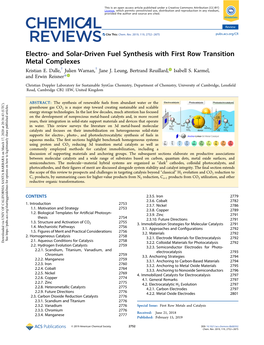 And Solar-Driven Fuel Synthesis with First Row Transition Metal Complexes † † Kristian E