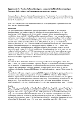 Assessment of the Indochinese Tiger Panthera Tigris Corbetti and Its Prey with Camera‐Trap Surveys