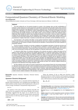 Computational Quantum Chemistry of Chemical Kinetic Modeling