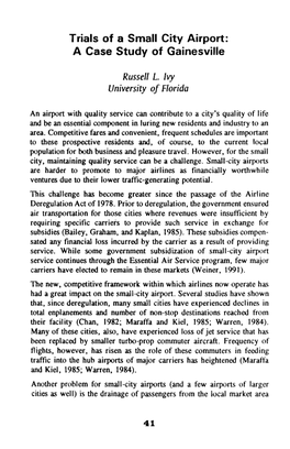 Trials of a Small City Airport: a Case Study of Gainesville