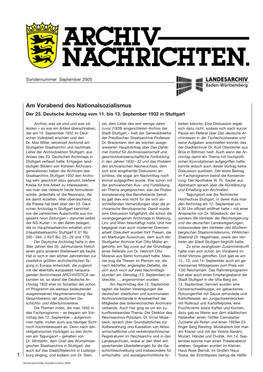 Zum Deutschen Archivtag. September 2005