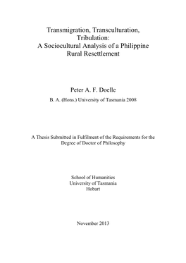 Transmigration, Transculturation and Tribulation: a Socio-Cultural