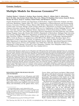 Multiple Models for Rosaceae Genomics[OA]