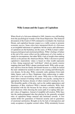 Willy Loman and the Legacy of Capitalism