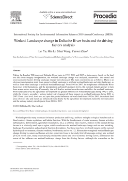 Wetland Landscape Change in Daliaohe River Basin and the Driving Factors Analysis