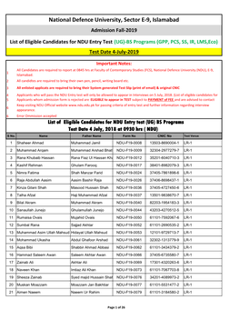 BS Entry Test List for 4 July.Xlsx