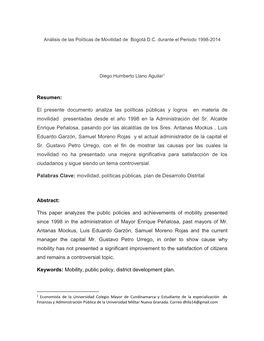 Análisis De Las Políticas De Movilidad De Bogotá .Pdf