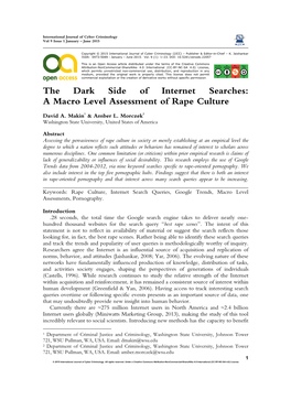 The Dark Side of Internet Searches: a Macro Level Assessment of Rape Culture
