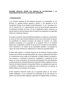 Informe Especial Sobre Los Grupos De Autodefensa Y La Seguridad Pública En El Estado De Guerrero
